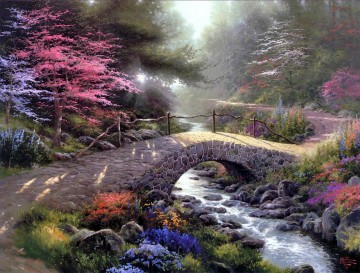 japanese bridge Painting - Bridge Of Faith Thomas Kinkade